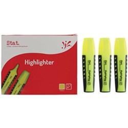 STAT HIGHLIGHTER CHISEL 2-5MM Tip Rubberised Grip Yellow Box of 10
